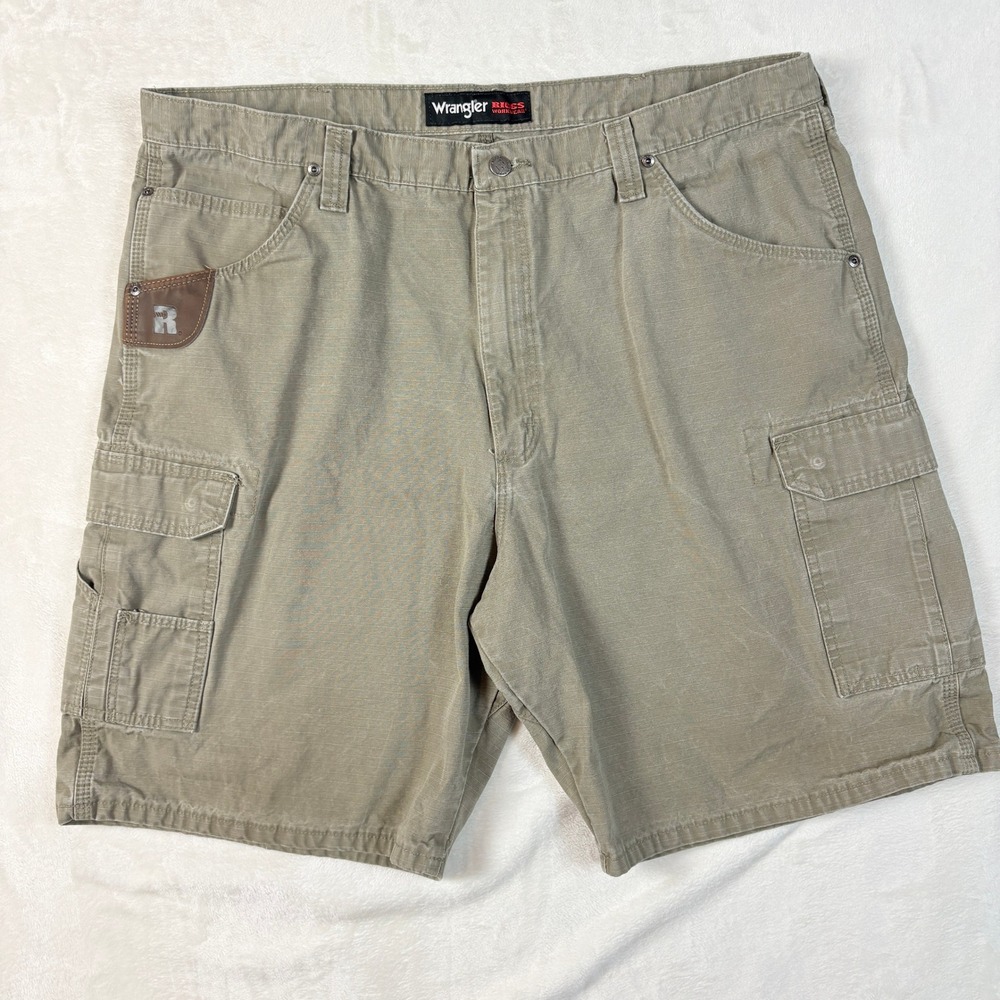 Wrangler Riggs Workwear Cargo Shorts Mens 42 Khaki Good Ripstop Utility